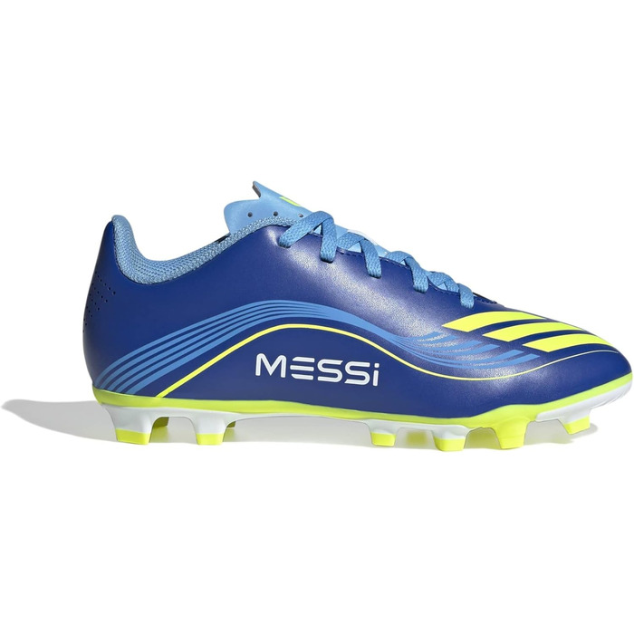 Дитячі футбольні бутси adidas F50 Messi Club для гри на твердих та багатоповерххових поверхнях (36.5 EU, Синьо-жовті)