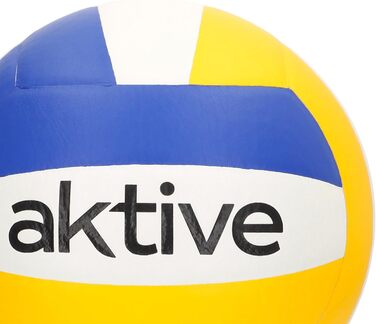 Волейбольний м'яч AKTIVE, розмір 5, 280 г, трикольоровий (синій, жовтий, білий), для тренувань та відпочинку