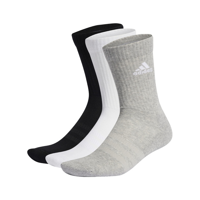 Набір махрових високих шкарпеток adidas Unisex Cushioned Crew, 3 пари, сірий/білий/чорний, розмір XXL (49-51)