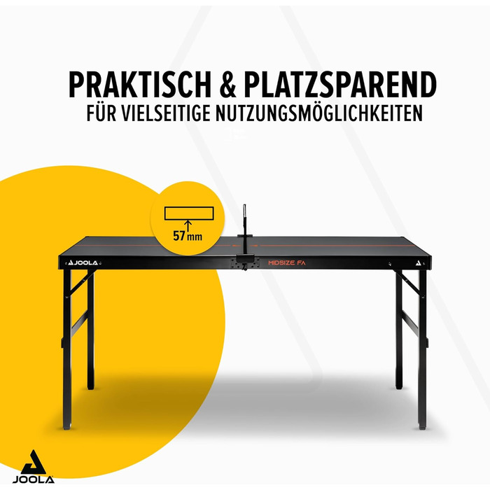 Стіл для настільного тенісу JOOLA Midsize з сучасним дизайном (сірий/оранжевий), включає сітку. Чорний / зелений