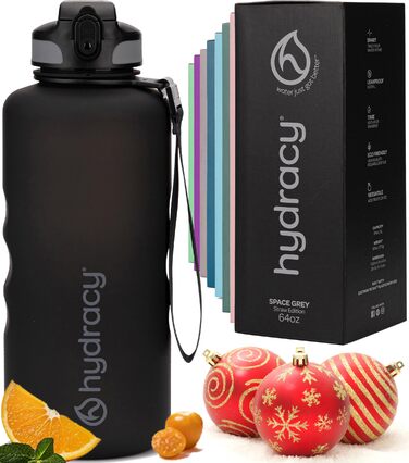 Водна пляшка Hydracy 2L з соломкою та таймером: спортивна, BPA-free, проти протікання, без конденсату