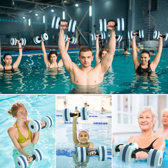 Гантелі водні Sportneer 2 шт. блакитні, для аквафітнесу, аквааеробіки та аквабігу, з пінопласту EVA