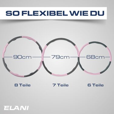 Hula Hoop ELANI 90см рожевий для схуднення: фітнес-обруч з хвилястою формою, 7-8 секцій, індивідуальне налаштування + посібник з тренувань