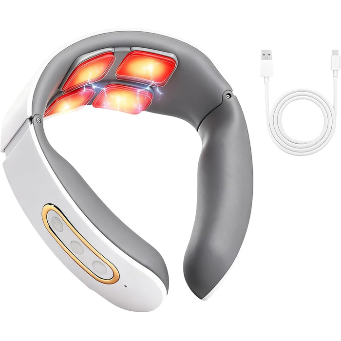 Масажер для шиї 11-в-1 з підігрівом, портативний, 9 рівнів інтенсивності, електричний, для дому, офісу, подорожей