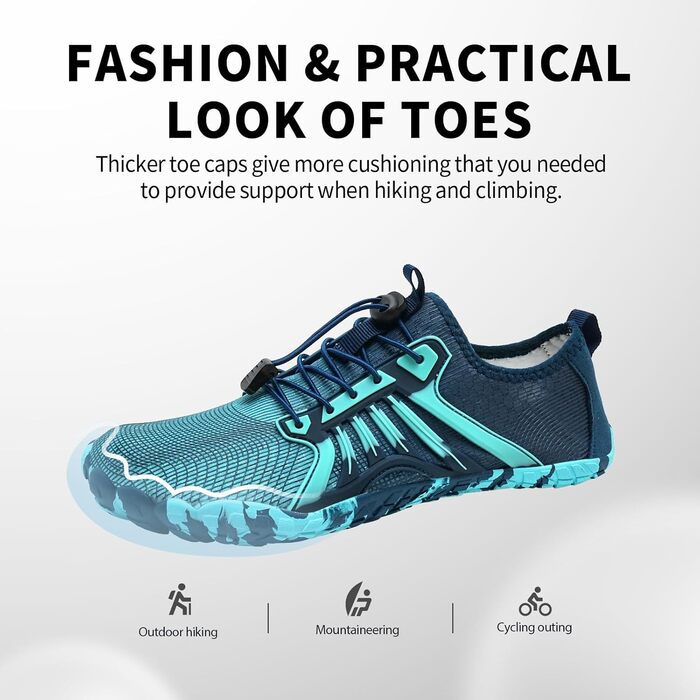 IceUnicorn Взуття для трейлраннінгу без шнурівків (чоловіче/жіноче), унісекс, для плавання та відпочинку на пляжі, 43 EU, блакитно-зелений