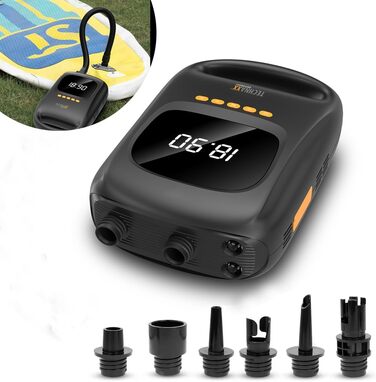 Технакс SUP-насос акумуляторний з Powerbank TX-266 7500 mAh, автоматичний вимкнення, 2 LED, USB-C, 12V, для надувних водних видів спорту