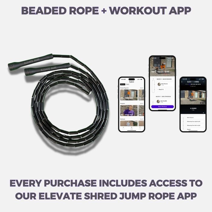 Стрибкове канат Elevate Rope Professional з перлами, 3м, регульований, полісний шнур, для фрістайлу, кардіо та трюків, для всіх рівнів, чорний