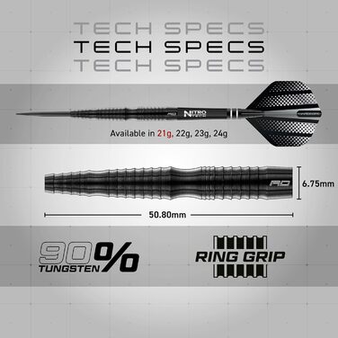 Професійні вольфрамові дротики RED DRAGON Razor Edge Extreme 21 г з крилами та стрижнями