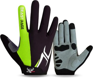 Фінгерові велоперчатки BEAST RAGE для чоловіків та жінок, з гелевою підкладкою, антиковзаючі, амортизуючі, для важкої атлетики, фітнесу, MTB, L