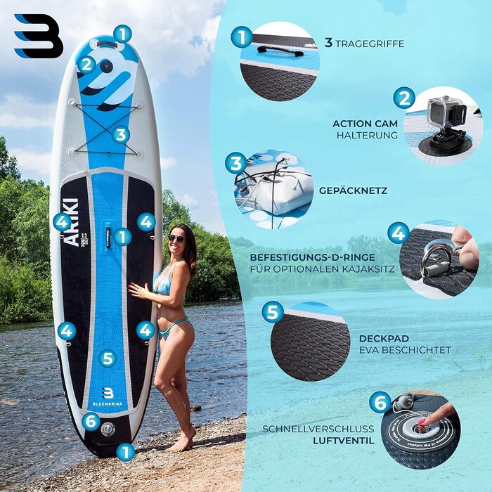 Надувна SUP-дошка Bluemarina Ariki 325x86x15 см, до 140 кг, комплект для сапбордингу, гарантія 5 років