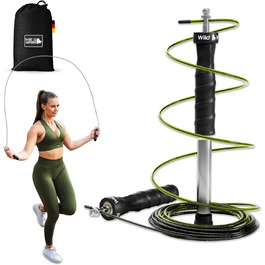 Скакалка Wild Instincts Profi, сталева, 3м, з підшипниками, антиковзкі ручки, додаткові обважнювачі, у комплекті чохол, для фітнесу, дорослих