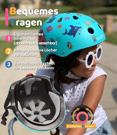 Дитячий велосипедний шолом Simply Kids з DIY-наклейками, сертифікований CPSC та CE, для скейтборду, велосипеда, самоката, розміри 46-52/52-58 см, для хлопчиків і дівчаток від 2 років