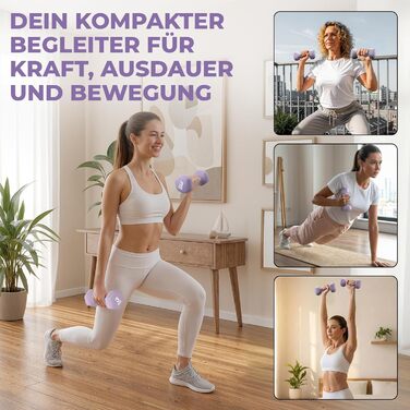 Набір гантелей HQ Germany® 2x3 кг, лавандово-сірий, для фітнесу та Pilates, домашній спортзал