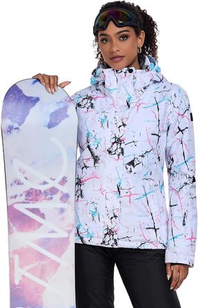 Жіночий сніговий комбінезон HOTIAN: водонепроникний, вітронепроникний, теплий, для катання на лижах, сноуборді, походів та альпінізму. SMN M 2colorful+white