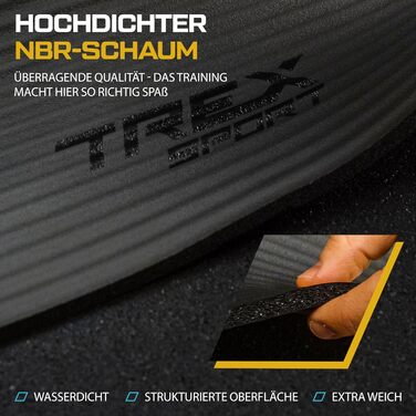 TREX SPORT Килимок для гімнастики та фітнесу | Товстий та м'який, 190x80x1 см, з ручкою для перенесення, чорний | Килимок для йоги з антиковзаючим покриттям