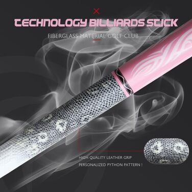 Професійний бильрд для жінок у рожевому кольорі, з шкіряною та карбоновою ручкою, діаметр кінчика 12,4 мм, для аматорів та професіоналів