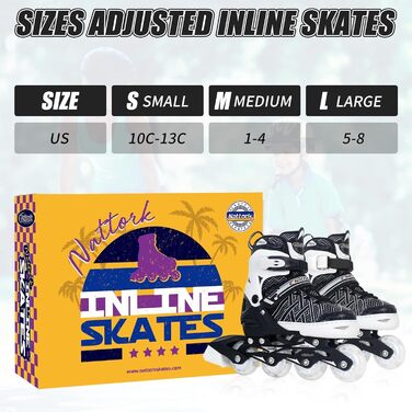 Роликові ковзани Nattork для хлопчиків з підсвічуванням, розмір 32-36, чорні