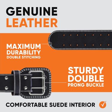 Професійний пояс для важкої атлетики ProFitness – шкіряний, чорний/білий, розмір L (36'-42')