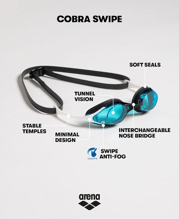 Плавальні окуляри ARENA Cobra Swipe 004195 димчасті, універсальний розмір