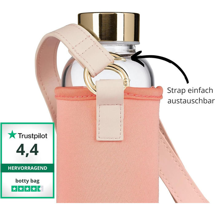 Скляна пляшка Botty Bag 550 мл з неопреновим чохлом, герметична, для гарячих і холодних напоїв, коралова