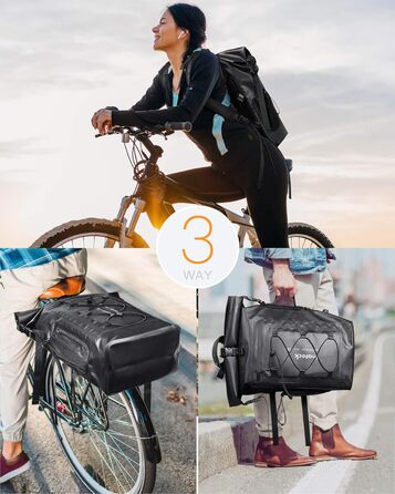 Рюкзак Inateck RollTop 30-35 л для чоловіків, водонепроникний, багатофункціональний органайзер із знімним плечовим ременем, клапаном для виходу повітря, водонепроникною блискавкою, для велоспорту, туризму, активного відпочинку