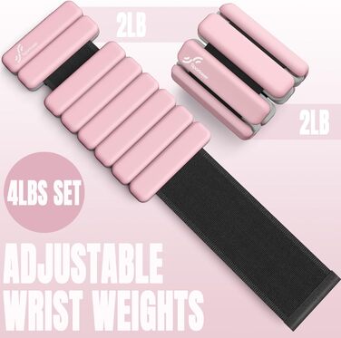 Набір обтяжувачів для ніг Sportneer 2шт (0,5 кг та 1 кг) для йоги, танців, аеробіки (рожевий)