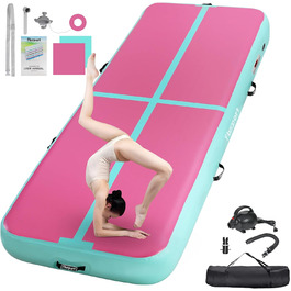 Гімнастичний надувний мат FBSPORT Airtrack 10/20 см, посилений, з насосом і сумкою, для дому, йоги, спорту, 2-6 м