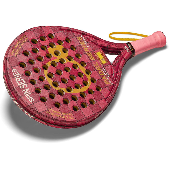 Падель ракетки PADEL SERIES SPIN із ABS та полікарбонату, антиковзкі, гумові сторони, максимальна продуктивність, червоний (жорсткий), синій (м'який), фуксія (дуже м'який)