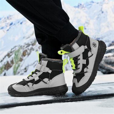 Водонепроникні зимові черевики для дітей: зимові чоботи для дівчаток та хлопчиків, утеплені, для активного відпочинку, неслизькі, сірі (28 EU)