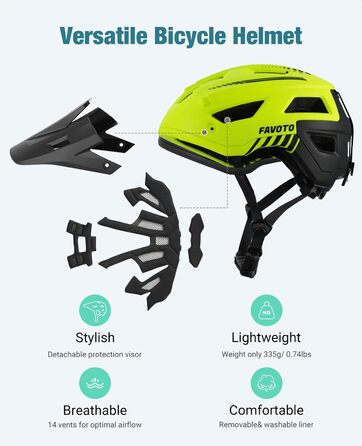 Велосипедний шолом Favoto для MTB з козирком, подвійна Inmould-технологія, легкий шолом для чоловіків і жінок, для гірських і шосейних велосипедів