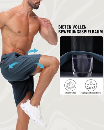 Шорти спортивні чоловічі дихаючі для бігу та фітнесу, Dry Fit, для тренажерного залу, шорти для джогінгу, функціональні шорти з кишенями на блискавці, чорний/темно-сірий, розмір L, 2 шт. в упаковці