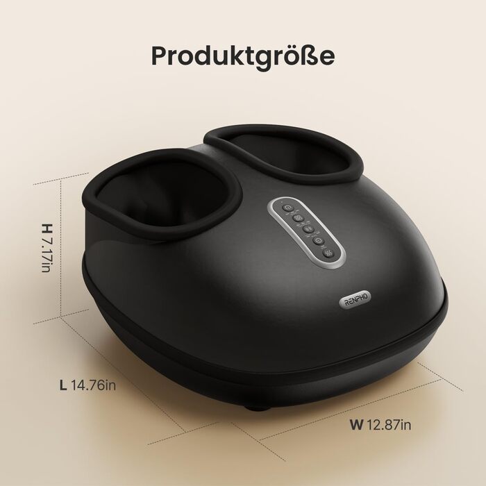 Масажер для ніг RENPHO з підігрівом, Shiatsu масажер для ніг при фасціїті, подарунок на Різдво, бездротове керування, голосове керування (Новинка), чорний