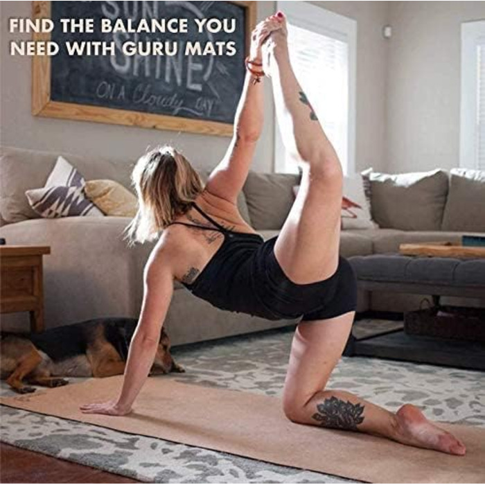 Килимок для йоги GURUS з корку, неслизький, товстий, для дому та фітнесу