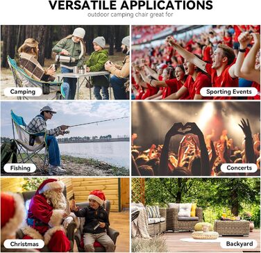 Великий складаний стілець для кемпінгу Thallike, XL, з підлокотниками, для дорослих, блакитний