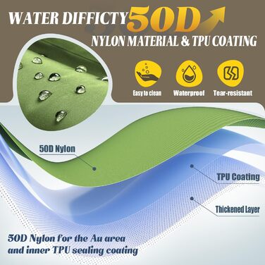 Каремат для кемпінгу, надувний, з інтегрованою помпою, компактний, для подорожей та походів (зелений)