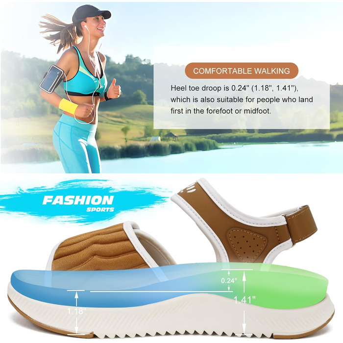 Сндалі жіночі ONCAI Wander з ортопедичною устілкою, підтримка зводу стопи, для плантарного фасциїту, хакі-білі (38.5 EU)