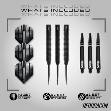 Дротики для дартсу Red Dragon Razor Edge, вольфрамові, професійні, 26 г, чорні, з флайтами та шафтами