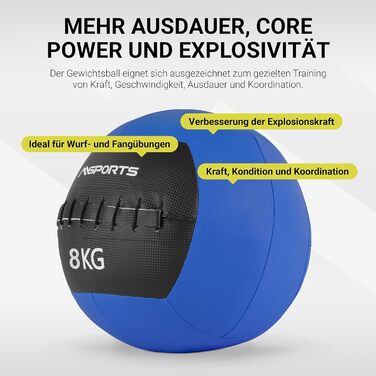 MSPORTS Медбол Wall-Ball преміум 2-10 кг для фітнесу