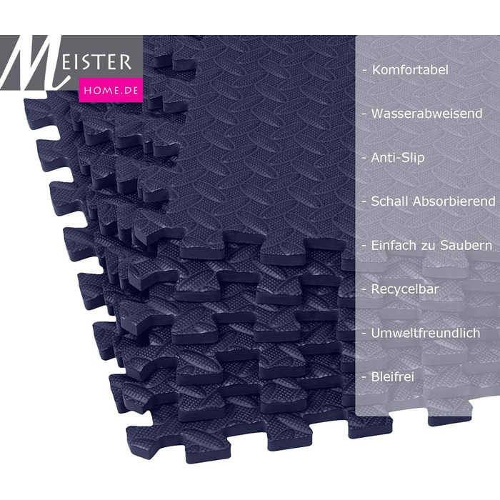 Захисні мати-пазли Meisterhome 60x60 см, 6 шт, Tardis Blue, підлогові EVA мати для спорту, тренажерного залу, дитячої кімнати, комплект 2.16 м²
