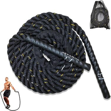 Важкий скакальний трос для дорослих, для фітнесу та нарощування м'язів, довгий, чорний, 0,5 кг