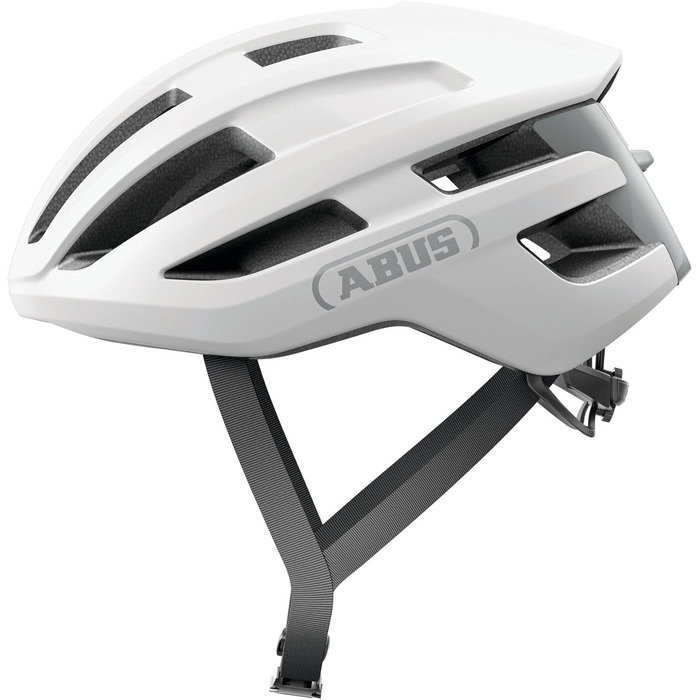 Велошолом ABUS PowerDome для шосейного велосипеда, білий, розмір S (51-55 см), легкий, з аеродинамічним профілем та вентиляцією, для жінок і чоловіків, вироблено в Італії