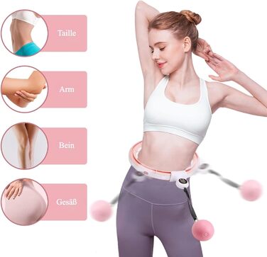 Розумний фітнес-обруч LEAFIA з лічильником, магнітними дисками та 16 регульованими секціями, рожевий - для схуднення та фітнесу для дітей та дорослих