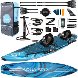 Надувна SUP-дошка Aqua Spirit 2024, комплект з веслом, рюкзаком і насосом, розміри 320x81x15 см / 457x91x15 см, для дорослих початківців та експертів, 2 роки гарантії
