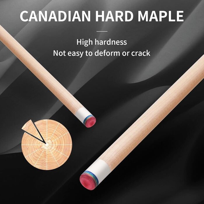 Білий більярдний кий Kmise Professional Pool Cue - 19/20/21 oz з канадського клена, з карбоновою телескопічною насадкою, для дорослих (595г)