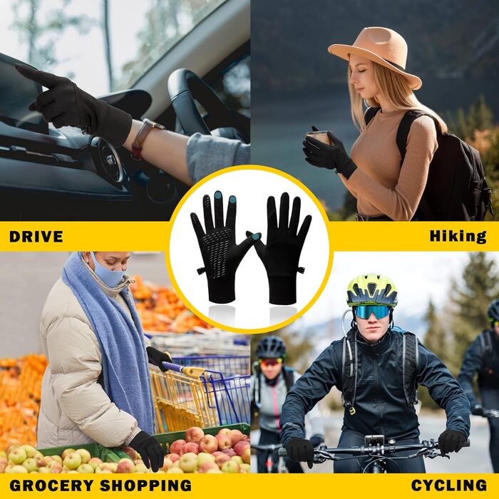 Рукавички сенсорні для велоспорту, чорні. Чоловічі/жіночі, нековзкі, вітронепроникні, для велосипеда, бігу, катання, лижного спорту. Зимові рукавички.