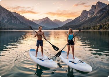 Надувний SUP-борд Neo-Sport Stand Up Paddle Board 10.6 (білий) з аксесуарами: насос, весло, страховка, рюкзак