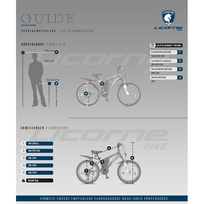 Гірський велосипед Licorne Bike Guide Premium 20 дюймів для дітей, чоловіків і жінок, 21-швидкісний (18 передач у 20-дюймовій версії)