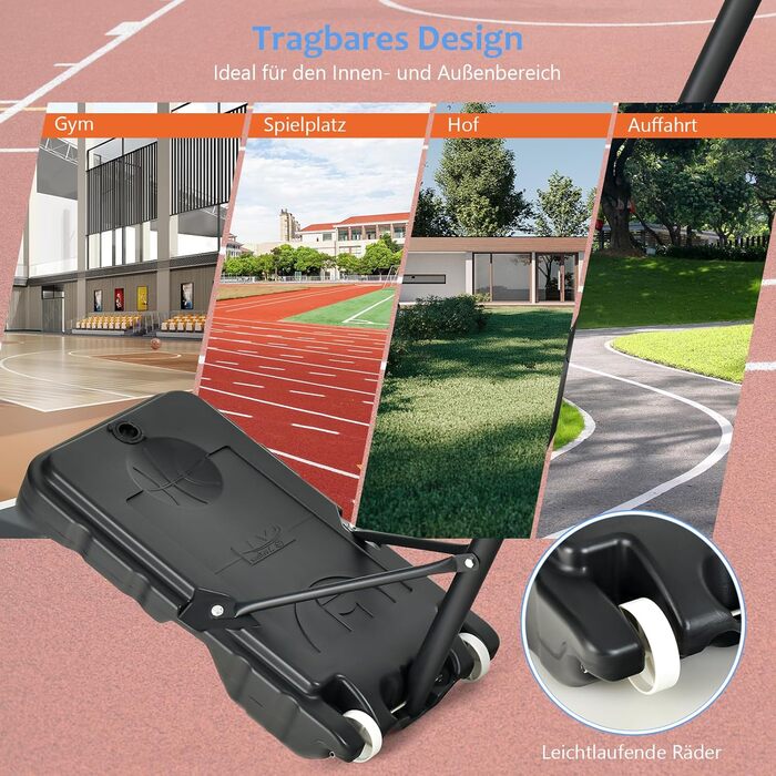 Баскетбольний кошик GOPLUS для дітей та підлітків, регульована висота 90-210см, портативний стійкий баскетбольний стенд з колесами та щитом 76x50см (Червоний)