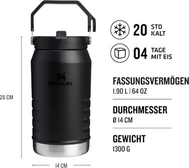 Термос-глечик зі складною трубочкою Stanley IceFlow 1.9 л, тримає холод до 4 днів, герметичний, легкий, для спорту, без BPA, морозостійкий, підходить для посудомийки