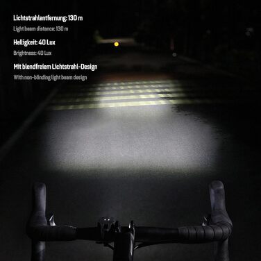 Набір велоліхтарів ADDVIEW, сертифікований StVZO, LED, IP65, водонепроникний - передній + задній ліхтар, USB Type-C, монтаж без інструментів, Twins